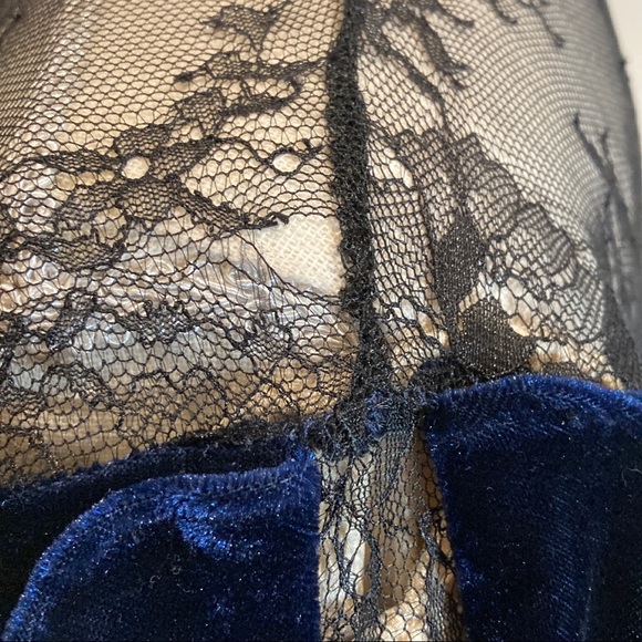 Umgee Blue Velvet Ruffle-Sleeve Semi-Formal Dress - Picture 4 of 6